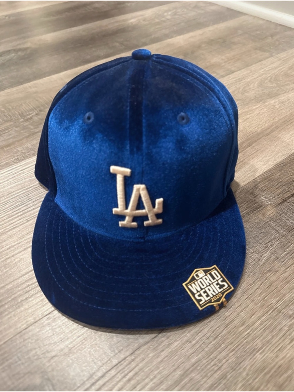 New Era Velvet LA Baseball Cap in Royal Blue with Gold Logo size 7 adult